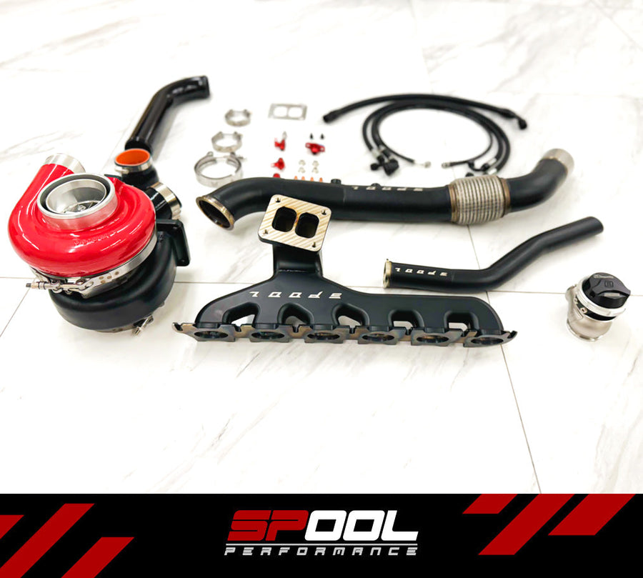 Spool Performance Billet Manifold A91 Supra 6 Port Top Mount Turbocharger Kit