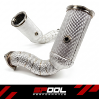 SPOOL Lamborghini Urus / Audi RSQ8 catted downpipes with heat insulation - pair, flat lay