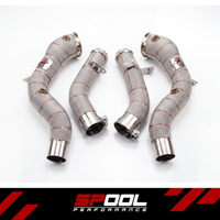 SPOOL Mercedes-AMG GT63 S E Performance C192 Race Downpipes - elevated three-quarter view